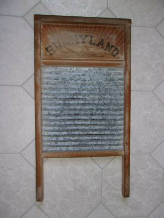 Vintage Galvanized Steel Washing Board Sunnyland Columbus Washboard 2090 Hand 2