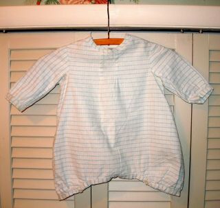 Authentic C.  1915 Pale Blue Gingham Check Romper,  Mother Of Pearl Buttons,  Old