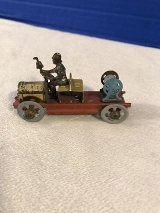 Tin Penny Toy 1920s Meier Germany Hose Fire Truck Dog & Cart Logo