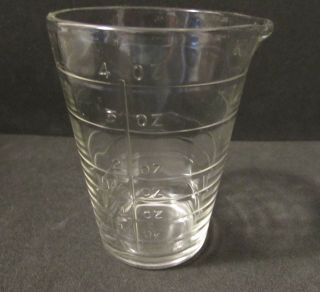 Vintage Pharmaceutical / Apothecary Measure Cup 4 Oz Glass 31/2 "