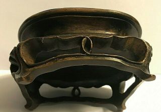 Antique Chinese Carved Oval Rosewood Stand.  2 1/2 " X 2 1/8 " X 1 1/2  H