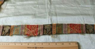 Antique Wool Paisley Kashmir Shawl Border Fabric L - 62 