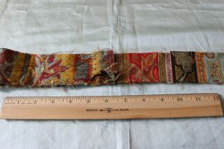 Antique Wool Paisley Kashmir Shawl Border Fabric L - 62 