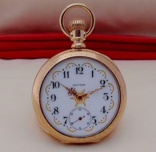Rare 1906 Waltham Fancy Dial 15 Jewel In 14k Gold Filled Case Dial 16s Runs