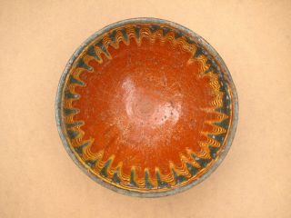 Antique Primitive Redware Big Dish Bowl Cup Mug Pan Painted Glazed 19th