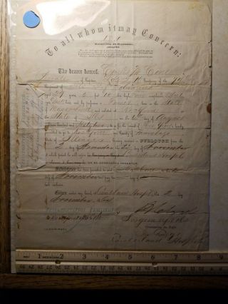 1864 Civil War Signed Furlough Document - Wounded Soldier - 74th Regiment