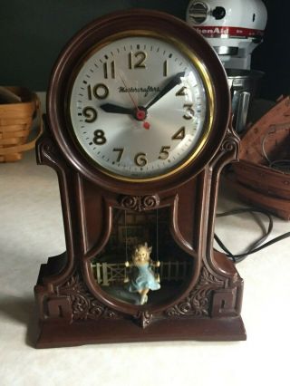 Vintage Electric Mastercrafters Girl On A Swing Clock And Light