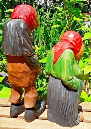 Norway Hand Carved Wooden Handsome ' TROLL COUPLE ' SIGNED,  Masterfully Crafted, 4