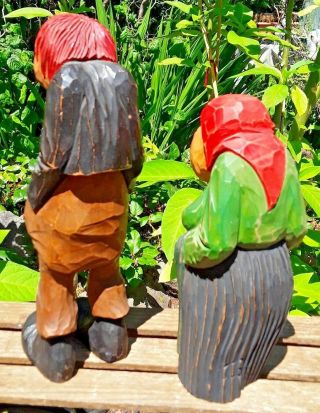 Norway Hand Carved Wooden Handsome ' TROLL COUPLE ' SIGNED,  Masterfully Crafted, 5
