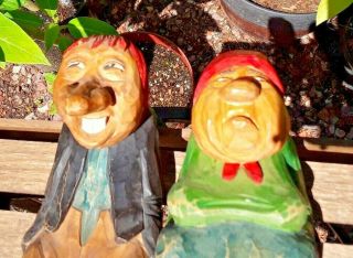 Norway Hand Carved Wooden Handsome ' TROLL COUPLE ' SIGNED,  Masterfully Crafted, 6