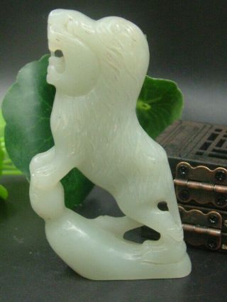 Vintage Chinese Antique Celadon Nephrite Hetian - Jade Lion King Pendants/statues