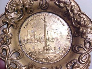 1904 ST.  LOUIS WORLDS FAIR ART NOUVEAU TIP TRAY VIEW OF MONUMENT & BUILDINGS VG, 2