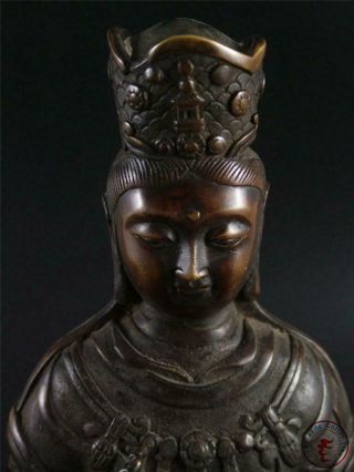 Large Old Chinese Tibet Bronze Kwanyin Image Statue Figure of Avalokitesvara 5