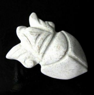 3.  0 " Hongshan Culture Hand - Carved Insect Carving White Stone Pendant