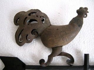 Rooster Weather Vane.  Iron And Wood