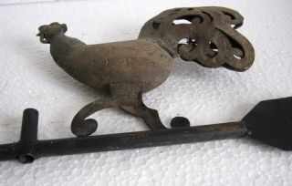 Rooster weather vane.  Iron and wood 5