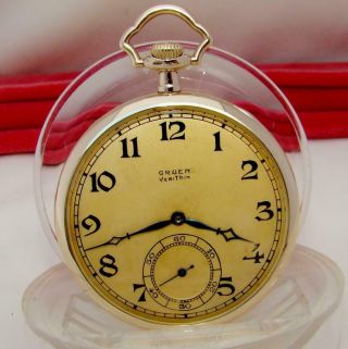 1900s Gruen Veri - Thin 19 Jewels Pocket Watch 10k Gold Filled Case Runs