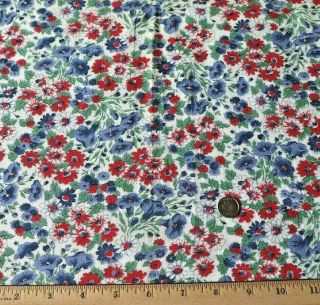 Vintage C1938 - 1948 Cotton Floral Feedsack Fabric L - 23 " X W - 18 "