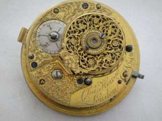 42mm Across Dial - Chas.  Howse London Cylinder Fusee Movement Ca1770?