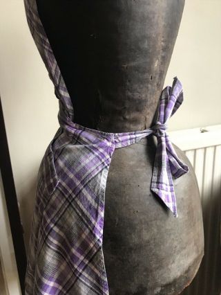 Vintage French Apron Purple & White Checkered Pinny Period Costume - Baking Time 4
