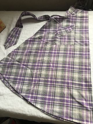 Vintage French Apron Purple & White Checkered Pinny Period Costume - Baking Time 5