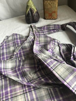 Vintage French Apron Purple & White Checkered Pinny Period Costume - Baking Time 7