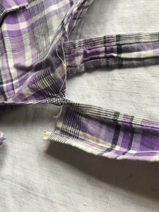 Vintage French Apron Purple & White Checkered Pinny Period Costume - Baking Time 8