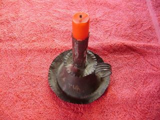 Antique Circa 1820 Chamberstick Candle Holder Tinsmith Hand Made