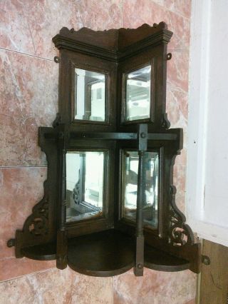Antique Victorian Oak Wall Corner Cabinet,  Unit