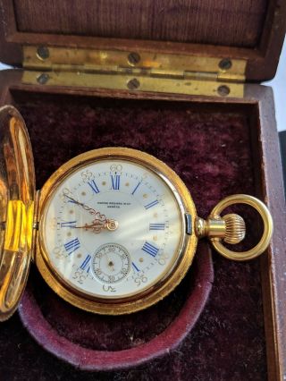 1885 Patek Philippe 18k Gold Tri Tone Pocket Watch Rare Near With Patek Box