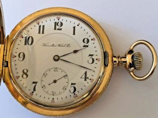 HAMILTON 16s,  21 jewel,  railroad grade,  14k SOLID GOLD hunter case 3