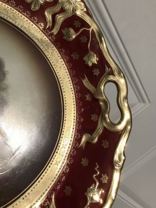 Antique Royal Vienna Amorosa Portrait Hand Paint Raised Gold Bows Cabinet Plate 5