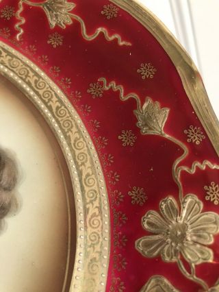 Antique Royal Vienna Amorosa Portrait Hand Paint Raised Gold Bows Cabinet Plate 6