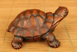 Chinese Old Boxwood Handcarved Tortoise Statue Table Home Decoration Antique