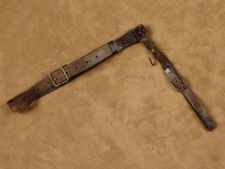 Japanese Army Nco Leather Sword Belt With Hanger Ww2