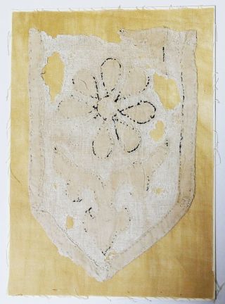 13 - 15c Antique Textile Fragment - Dyeing And Weaving,  Emblem