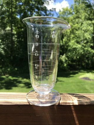 Vintage Antique Pharmacy Apothecary Etched Glass Beaker.  5 " Tall