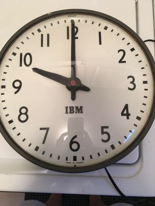 Ibm Electric Wall Clock Metal/glass 95925 Made In Canada -