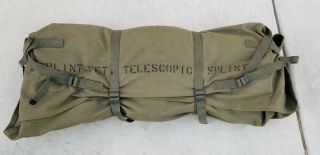Vintage Us Military Splint Set Telescopic Stretcher In Bag - Looks Un -