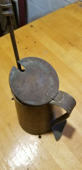 Vintage Brass Mortar & Stone Pestle w/ Lid Fire Starter 3