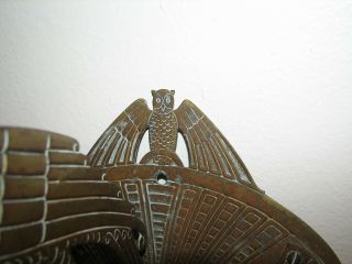 GREAT Antique BRASS Wall Hook ? ART DECO BIRDS Owl and Parrot Design 5