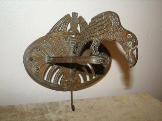 GREAT Antique BRASS Wall Hook ? ART DECO BIRDS Owl and Parrot Design 6