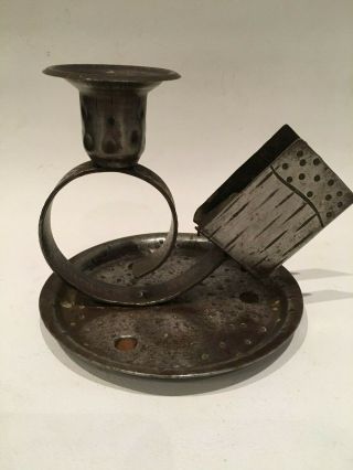 A Goberg Hugo Berger Style Iron Arts And Crafts Chamber Stick