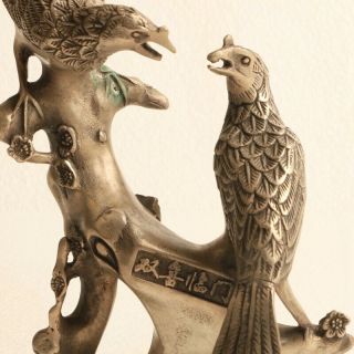 Chinese Silver copper Statue Hand Carved Magpie Statue KT0116 3
