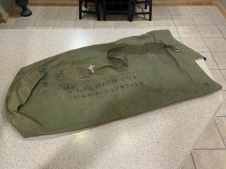 Vintage Military Duffle Bag Green Canvas 1950s Captains Bag