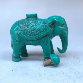 Pure Hand - Carved Snuff Bottle Artificial Turquoise Elephant Statue