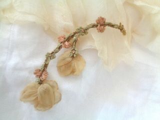 Victorian French Silk Chiffon Flowers On French Rosette Trim