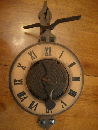 Vintage Bott Swiss Made Early Style One Hand Wood Gears Wall Clock
