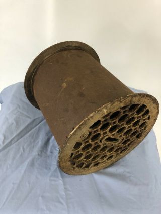 Rare Antique Round Cast Iron Floor - through ceiling Register Heat Grate Vent 4