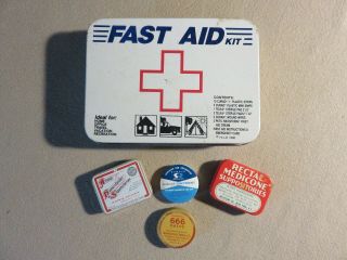 Antique Vintage Medicine Advertising Tins First Aid Suppositories Ointment Salve
